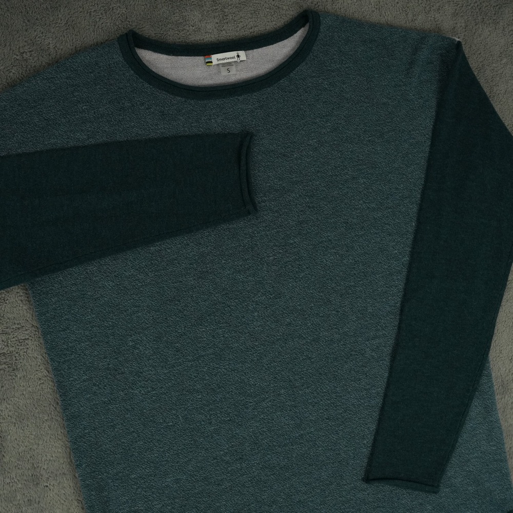 Smartwool Shadow Pine Colorblock Crew Sweater Womens S Teal Gray Wool Blend